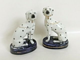 Antique Vintage Staffordshire Spotted Dogs Porcelain Figurines C.  1894 - 1962