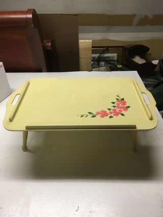 Vintage Golden Rule Folding Breakfast Table With Floral Design