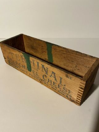 Vtg Terminal 3lb Cream Cheese Neufchatel Wood Box Crate Sante Foods Ny Primitive
