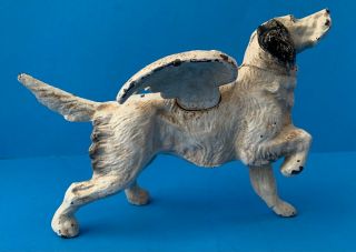 Vintage Cast Iron Setter Pointer Hunting Dog Paperweight Figurine W/wings 6.  5 "