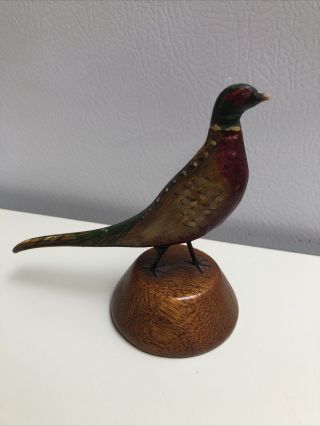 Vintage Ring - Necked Pheasant Sculpture Hand Carved Hand Painted