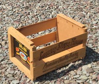 Vintage Antique Sunny Slope Carolina Peaches Wood Fruit Box Crate 20”x 14”