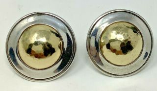 Rare Vintage James Avery Sterling Silver & 14k Gold Hand Hammered Earrings