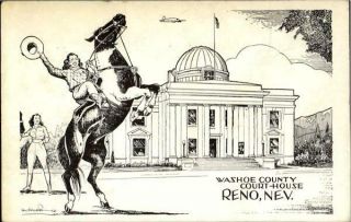 Reno,  Nv Washoe County Court House Nevada Chrome Postcard Vintage Post Card