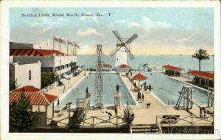 Bathing Pools,  Miami Beach,  Fl Kropp Miami - Dade County Florida Postcard Vintage
