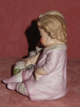 ANTIQUE GERMAN PIANO BABY GIRLS WITH CAT FIGURINE 3