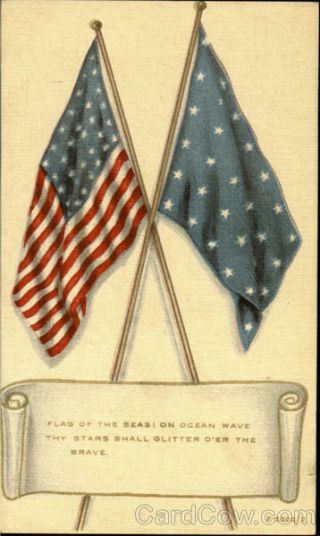Patriotic Flag Of The Seas On Ocean Wave Rotograph Antique Postcard Vintage