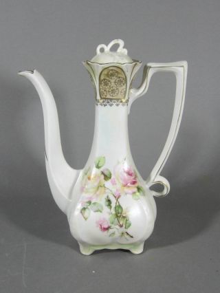 German Teapot Or Chocolate Pot W/ Roses