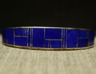 Vintage Native American Navajo Lapis Lazuli Sterling Silver Cuff Bracelet