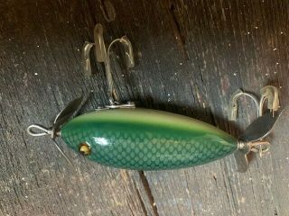 Vintage Heddon (?) Fishing Lure In Green Scale Color