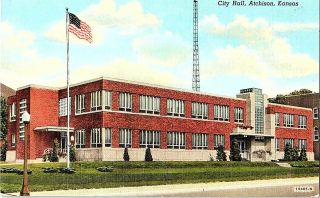 City Hall Atchison Kansas Vintage Postcard Standard View Card
