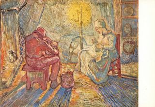 Vincent Van Gogh The Evening Vintage Art Postcard Unposted