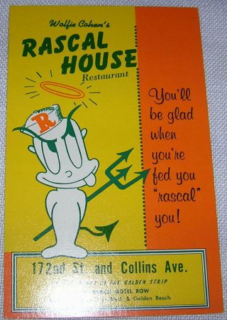 Vintage Rascal House Restaurant,  Miami Beach Florida Postcard