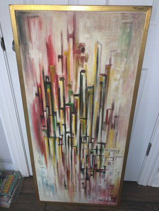 Vintage Abstract Painting Wall Hanging Mid Century Modern William Cooper