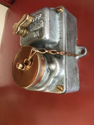 Vintage Industrial Walsall Switch &plug Socket Cast Iron & Brass