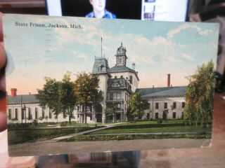 Vintage Old Postcard Michigan Jackson State Penitentiary Prison Jail Cell Block