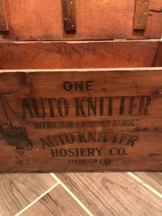 Antique Auto Knitter Hosiery Co.  Wooden Box,  Vintage Wooden Box