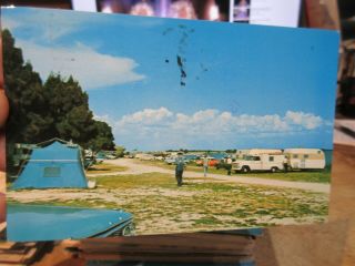 Vintage Old Postcard Florida Lake Okeechobee Camping Tents Trailers Campers Men