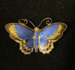 Antique Vintage Sterling Lg David Anderson Enamel Butterfly Pin