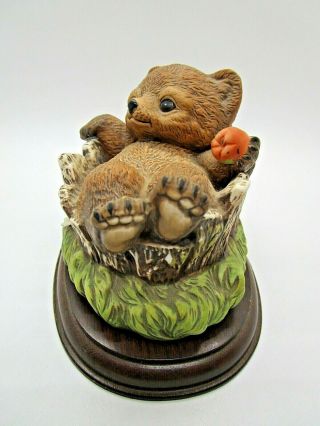 Homco 1986 Masterpiece Porcelain Baby Bear in a Tree Stump Lovable Beginnings 2