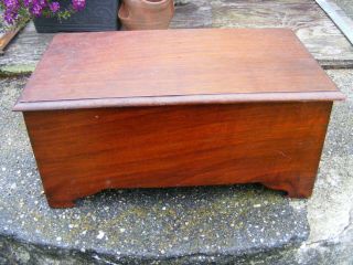 Vintage Footed Wooden Box Hand Made 5 - 1/2”x7”x12” Document Doll Blanket Chest