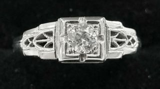 Antique 1920 ' s art deco platinum diamond ring.  25 ct.  VS - 2 G Size 7 2