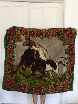 Antique Vtg Horse Hair Hide & Mane Wool Carriage Buggie Sleigh Blanket Wall Art