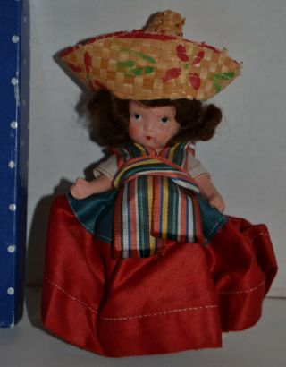 Vtg Bisque 5” Nancy Ann Storybook Mexican Doll Judy Ann Mib Around The World