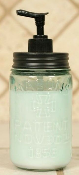 Rustic Vintage Primitive Pint Mason Fruit Canning Jar Soap Lotion Dispenser Blk