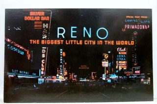 Nevada Nv Reno Arch Virginia Street Night Club Postcard Old Vintage Card View Pc