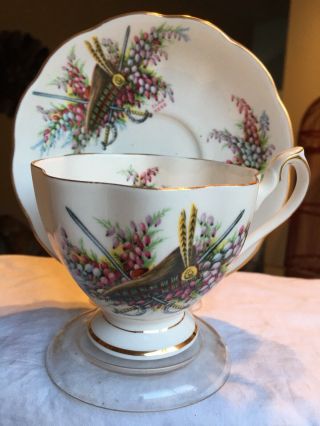 Vintage Tea Cup And Saucer Queen Anne Glengarrys Clan Kerr (rare) 1970s