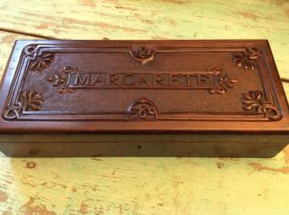 Antique Cherry Mahogany Carved Glove,  Letter Box Margarette
