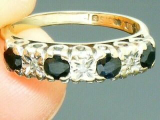 9ct Gold Vintage Sapphire & Diamond Hallmarked Eternity Ring Size M