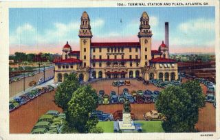 Wwii Post Card Vintage Atlanta Terminal Station 1943 77 Years Old