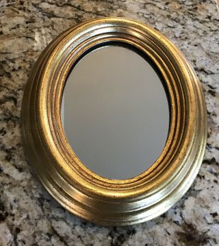 Vintage Oval 8” X 10” Gold Wood Wall Mirror
