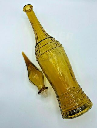 Vintage Mid Century Modern Genie Amber Colored Glass Bottle