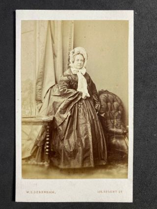 Victorian Carte De Visite Cdv: Grand Lady Bonnet Large Gown: Debenham
