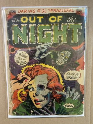 Out Of The Night 6 1.  0 Fr 1952 Rare Golden Age Horror The Ghoul 