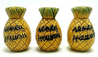 Aloha Hawaii Pineapple Vintage Salt Pepper Shakers Set With Cruet Made In Japan