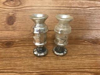 2 Late 19th Century Antique Mercury Glass Bud Vases