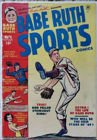 Babe Ruth Sports Comics 4 Vg 4.  0 Harvey 10/1949