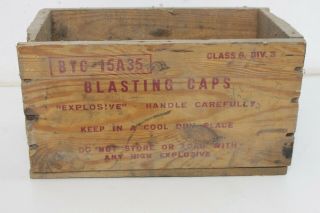 Vintage Cil Blasting Caps Explosive Wood Box Crate