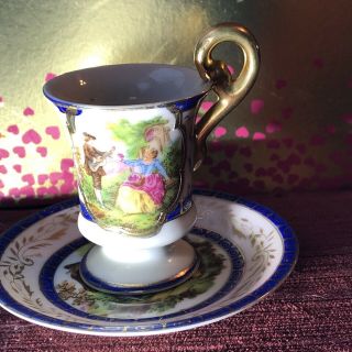 Lenwile China Hand Painted Ardalt Japan Demitasse Cup And Saucer