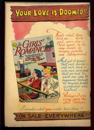 Girls’ Love Stories 13 Owner Pre - Code Golden Age DC Comic 1951 GD - VG 2