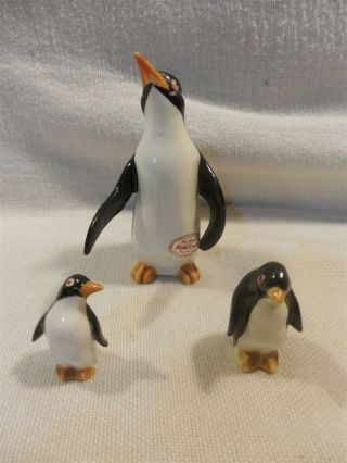 Vintage Bridge Japan Bone China Miniature Penguin Family Figurines Set Of 3