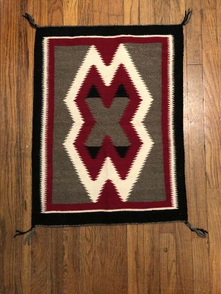 Vtg Native American Indian Hand Woven Wool Rug Lap Saddle Blanket 28 " X22 " Navajo