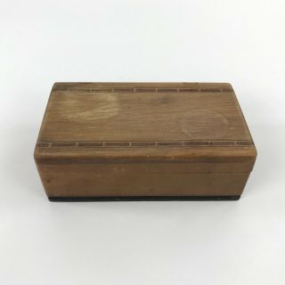 Vintage Handmade Wood Box Decorative Inlay Jewelry Trinket Storage Unbranded