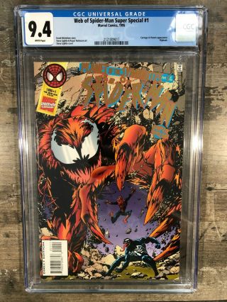 Web Of Spider - Man Special 1 Cgc 9.  4 Planet Of The Symbiotes Venom Carnage