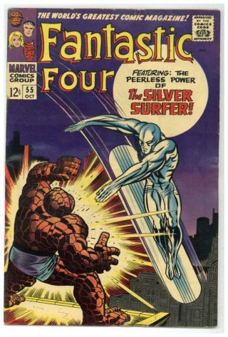 Fantastic Four 55 Marvel Comics 1966 Silver Surfer Vs Thing Jack Kirby (j 3903)