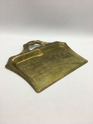 Vintage Etched Brass Tray Set Crumb Catcher Scraper Dust Pan 8 - 1/2x6 - 3/4